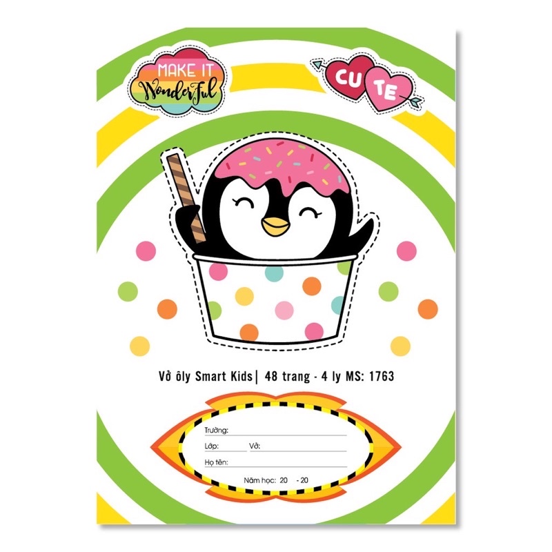 VỞ Ô LY HẢI TIẾN 48 TRANG SMART KIDS.HÀNG CAO CẤP 6 SAO CHỐNG LOÁ MẮT