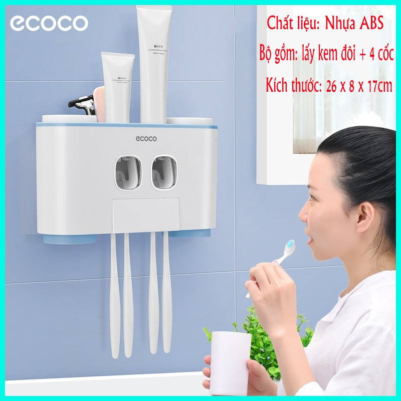 Bộ Nhả Kem Đánh Răng ECOCO Cao Cấp Kèm 4 Cốc - 1802