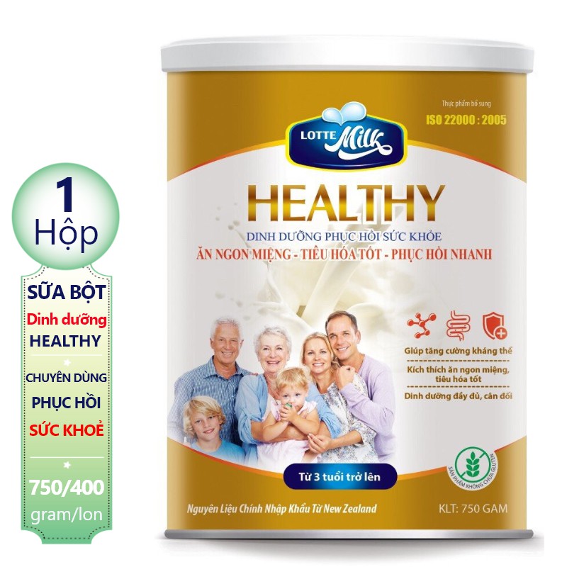 01 lon sữa bột Healthy Lotte milk dành cho người bệnh cần hồi phục sức khoẻ