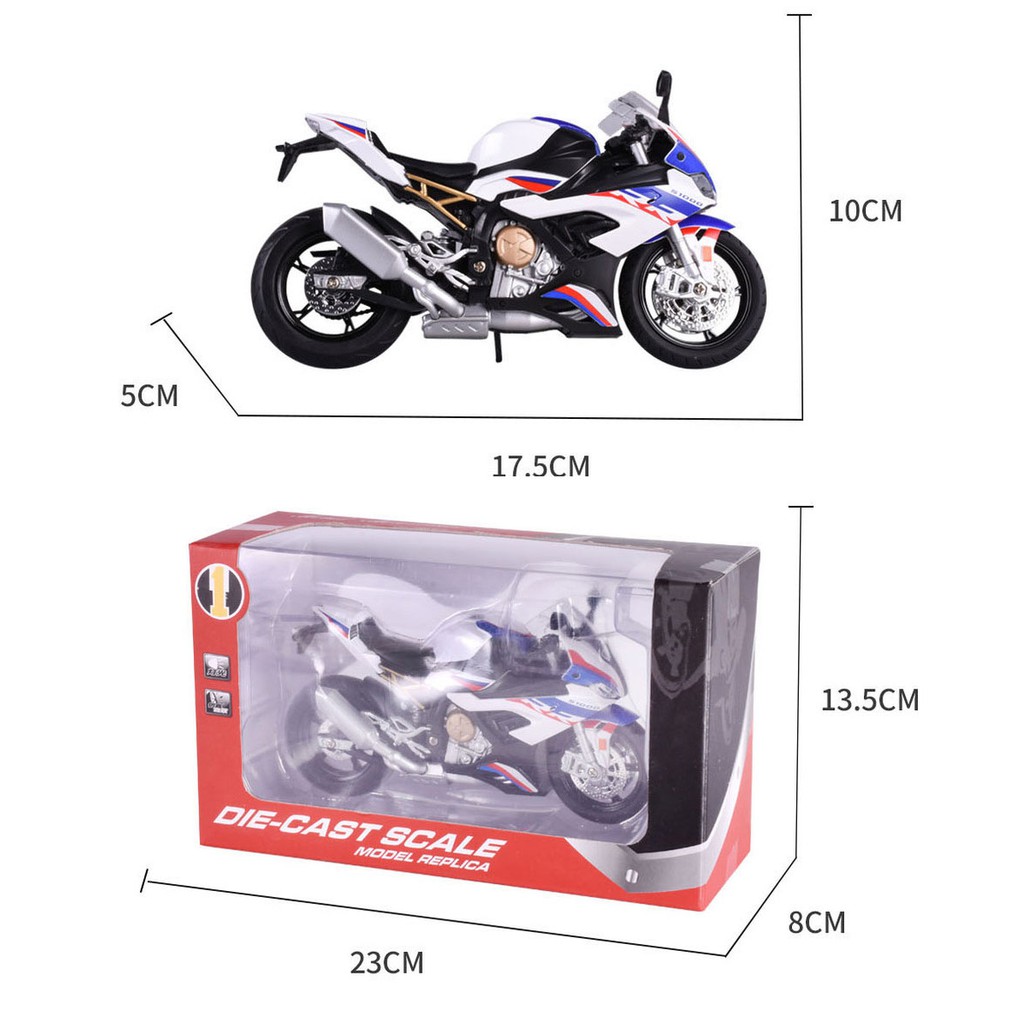 XE MÔ HÌNH MOTO 'Siêu cá mập' BMW S1000RR 2020 có ĐÈN, ÂM THANH | HUAYI MODEL tỷ lệ 1:12