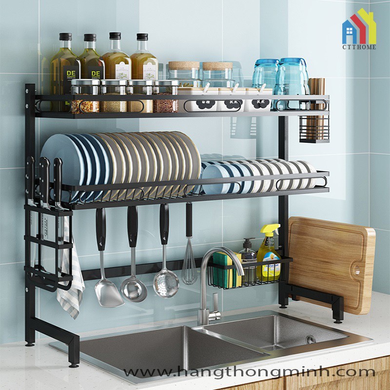 Giá Kệ Để Bát Đĩa Dao Thớt Đặt Trên Bồn Rửa Chén - 1 Tầng - 2 Tầng