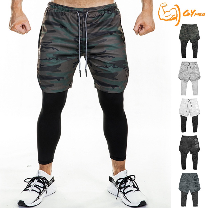 『GYMen』 Quần short thể thao nam  thoải mái  chạy bộ   tập thể dục  quần bóng rổ  rộng rãi  cỡ lớn  ngoài trời   huấn luyện  hút mồ hôi  quần 2 lớp