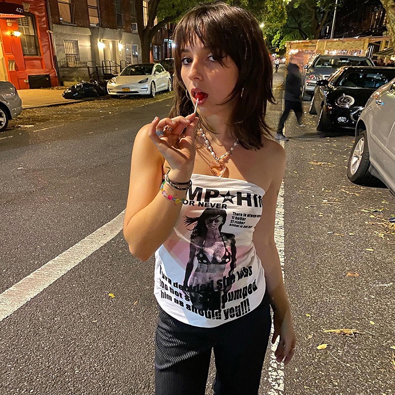 Áo Ống Hở Vai In Họa Tiết Thời Trang Cho Nữ