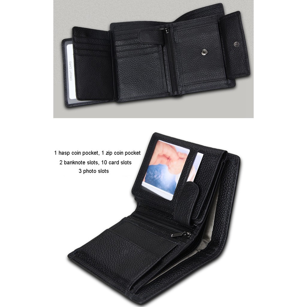 Ví ngắn bằng da thật chống RFID cho nam