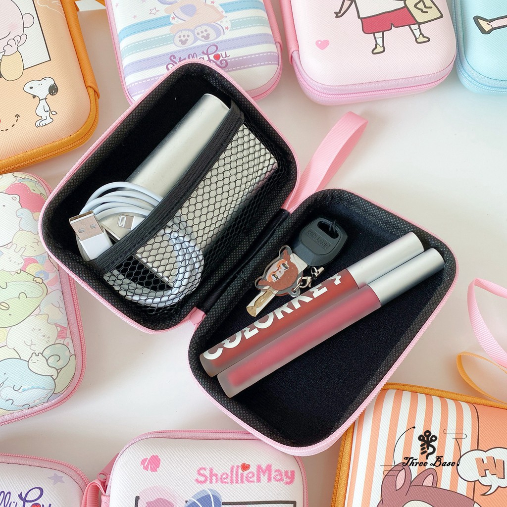 Túi mini đựng tai nghe / tiền xu họa tiết hoạt hình xinh xắn