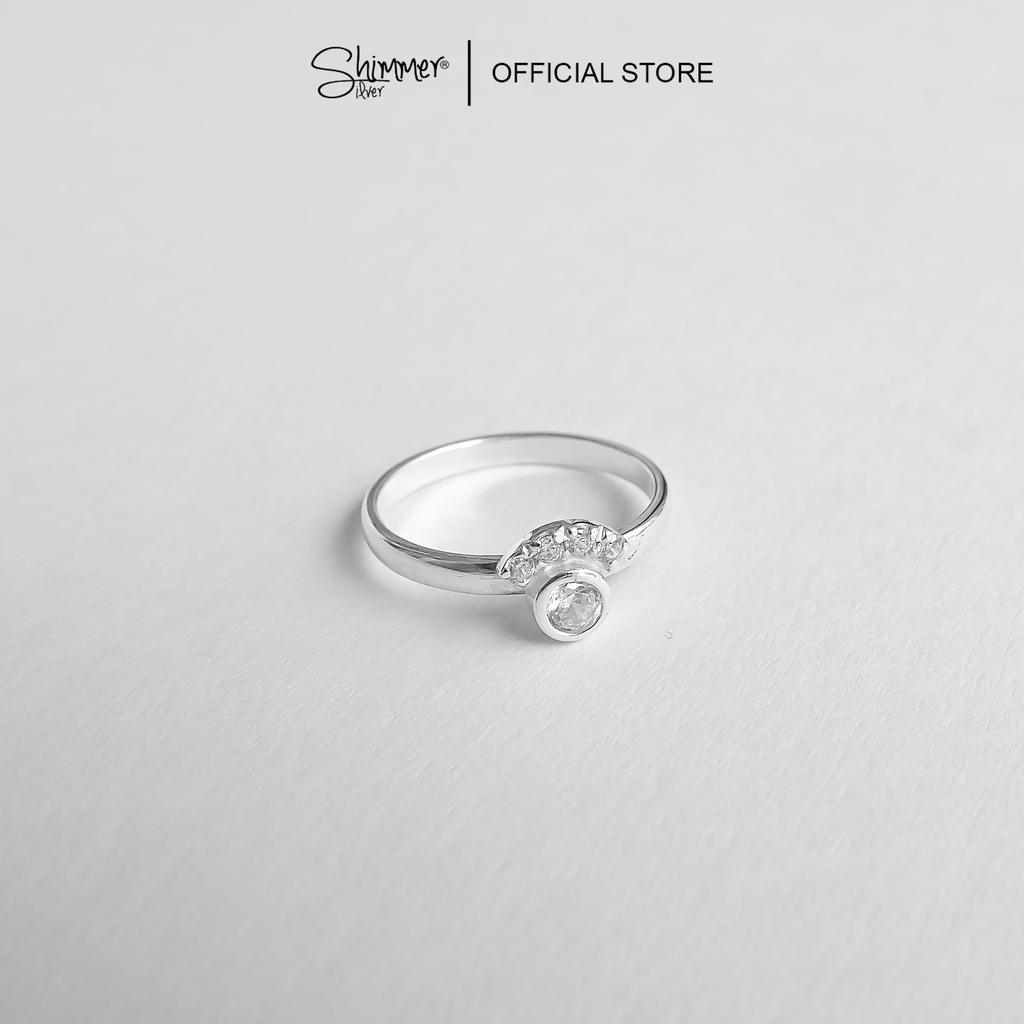 Nhẫn Nữ Bạc 925 Cao Cấp SHIMMER SILVER OUTLET 13 Đính Hạt Đá Nhỏ Lấp Lánh