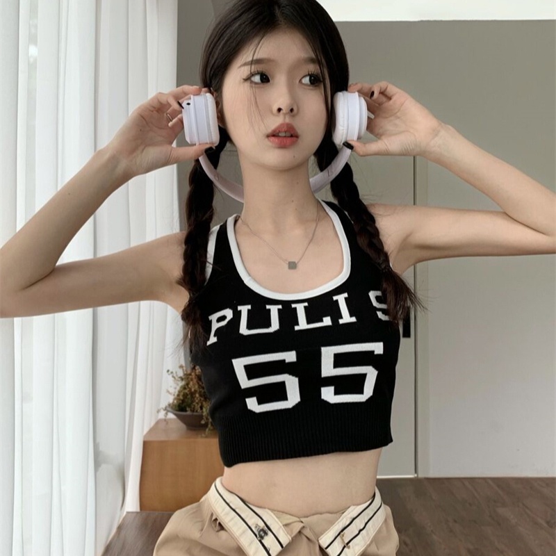 Áo Hai Dây Dệt Kim Dáng Ngắn Thời Trang Hè Cá Tính Cho Nữ