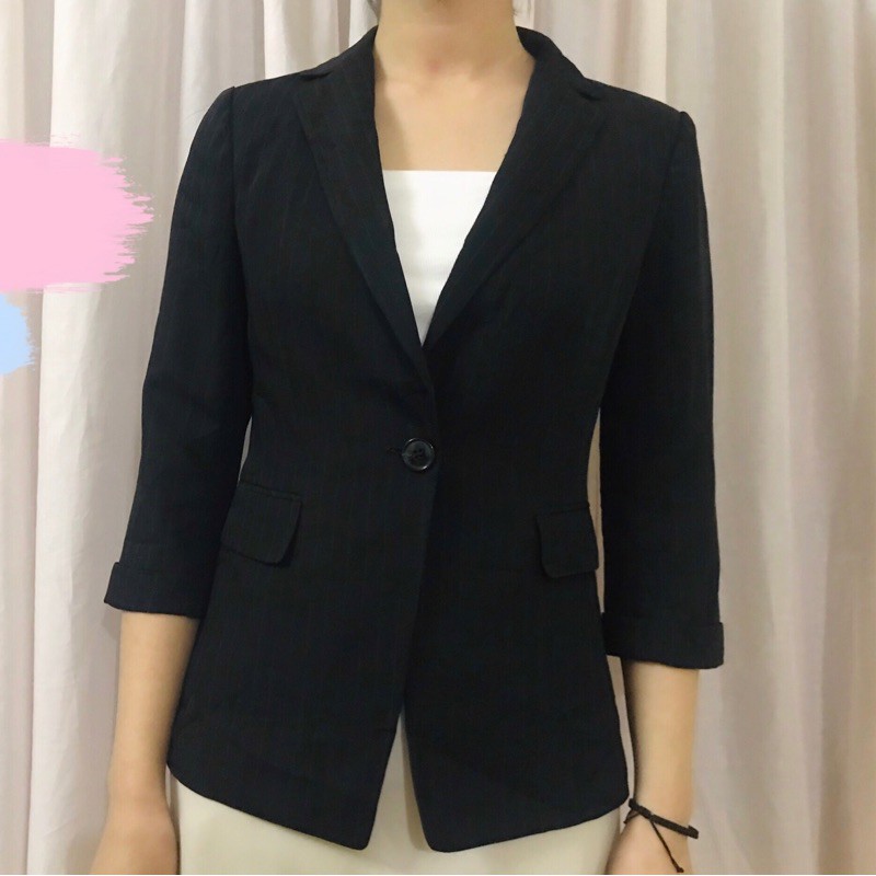 [KE18+DE30] Blazer, Vest kẻ+ đen