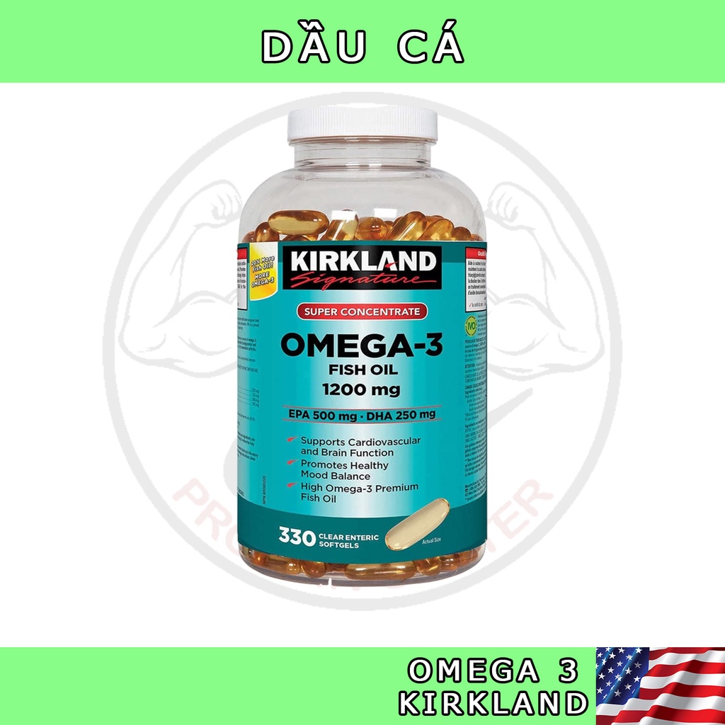 Dầu Cá Cô Đặc Kirkland Sáng Mắt Bổ Tim Cải Thiện Huyết Áp Kirkland Super Concentrate Omega-3 (330 viên) - Protein Center