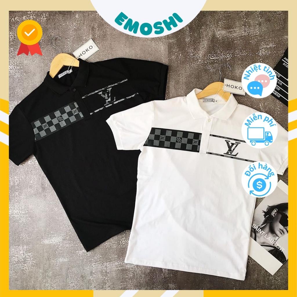 Áo thun polo nam tay ngắn có cổ, áo phông nam unisex hàn quốc vải cotton in hình logo LV phối caro hàng cao cấp giá tốt