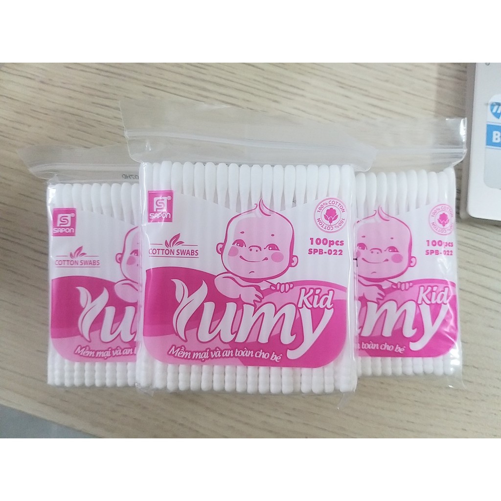 Tăm Bông Tự Nhiên Vệ Sinh Tai Cao Cấp Yumy (100 chiếc )