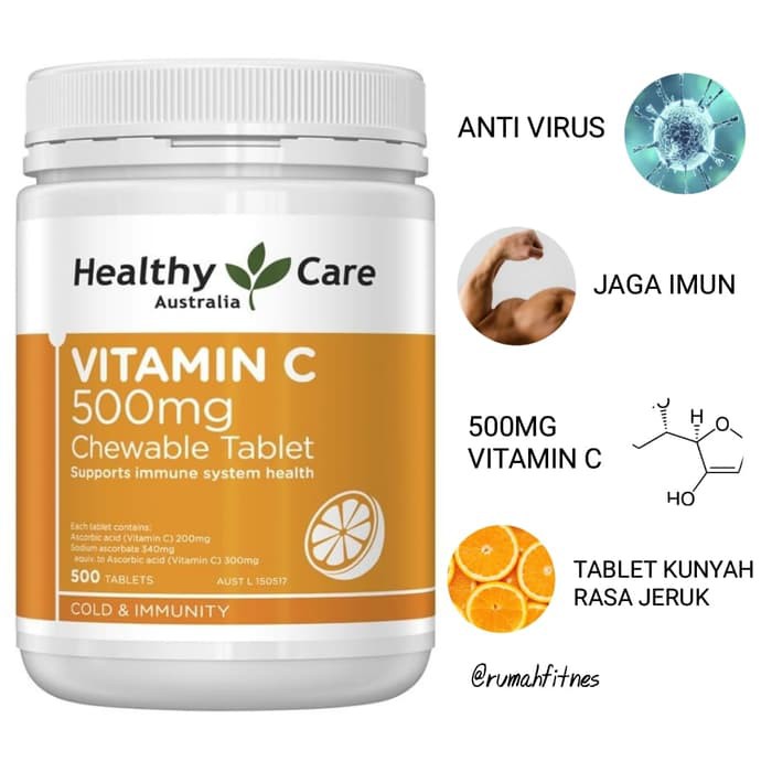Viên nhai bổ sung Vitamin C 500mg Healthy Care Tăng Đề Kháng, Trắng Da Chống Lão Hóa quatangme