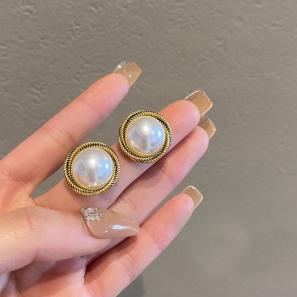 Khuyên tai viền xoắn ngọc trai nhân tạo cực sang KT128