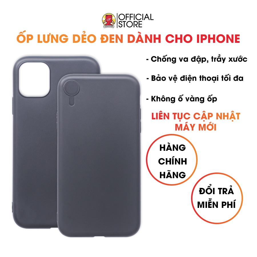 Ốp lưng Iphone 4 4s 5 6 7 8 Plus X XS Max Xr 11 12 13 Mini Pro Max silicon dẻo đen Handtown