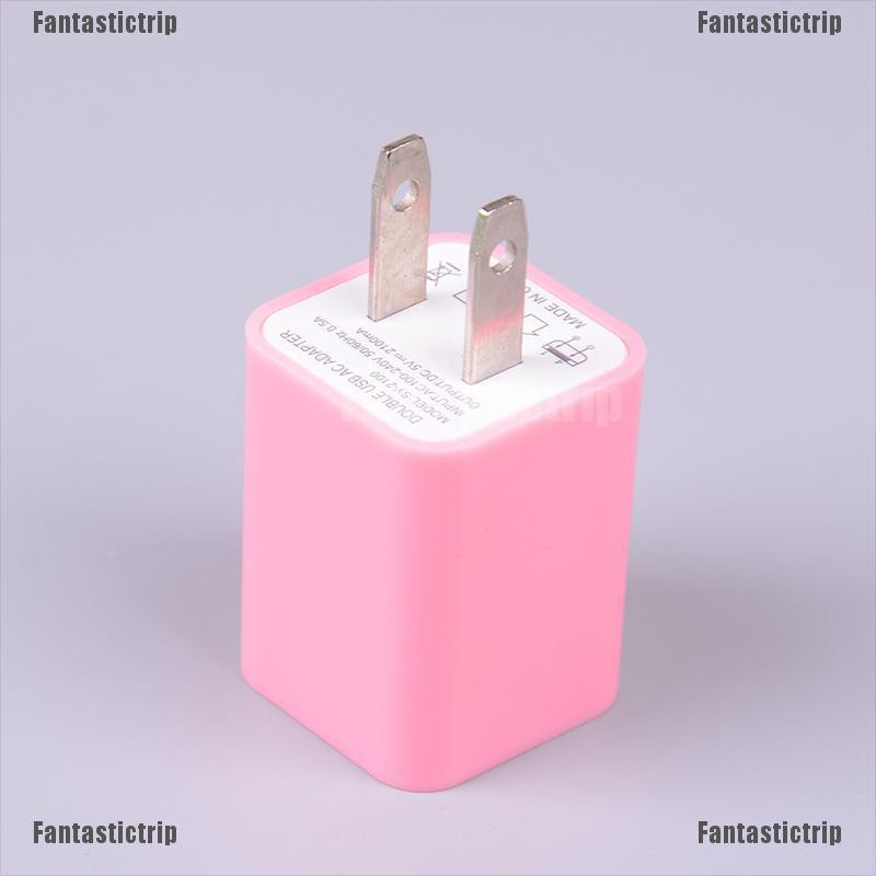 Fantastictrip US plug USB charging 2 port wall home travel AC charger adapter for smart phone