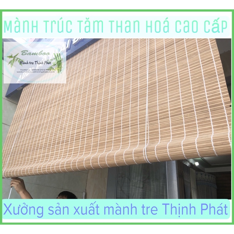 Rèm cuốn tre chống nắng cửa sổ mành tre Than Hoá mầu Nâu, mành tre ngoài trời. Mành rèm tre che nắng [ Nhiều Kích Thước]