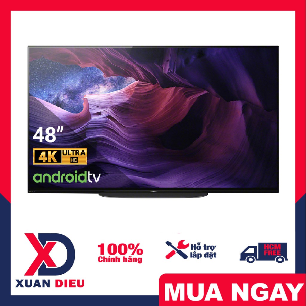 Android Tivi OLED Sony 4K 48 inch KD-48A9S Hệ điều hành Android 9.0, tìm kiếm bằng giọng nói ,Giao hàng miễn phí TP HCM