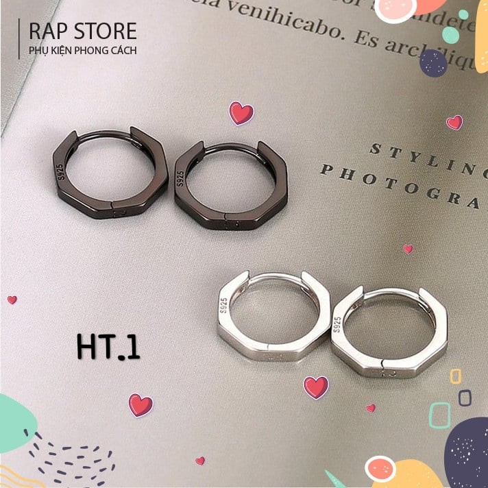 Khuyên tai nam nữ hình lục giác phong cách thời trang cá tính cực chất Rap Store - HT1