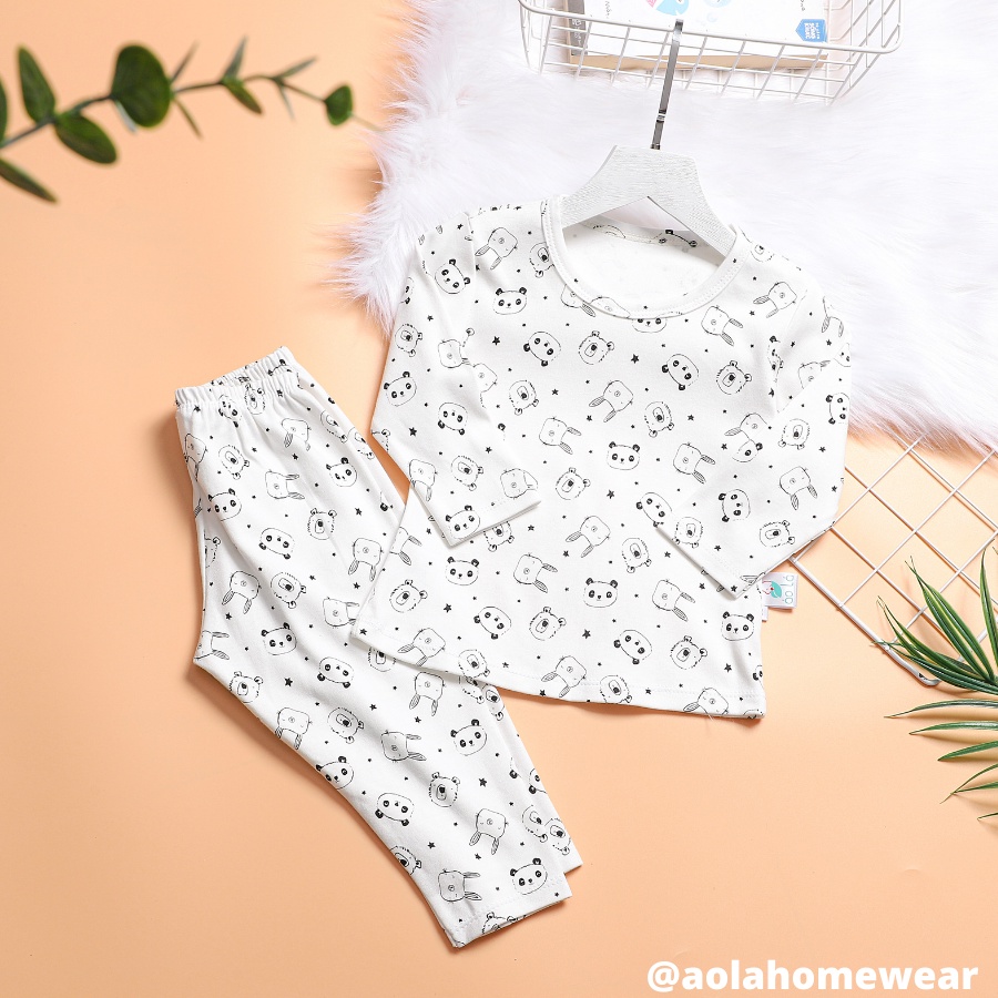 Bộ dài tay cho bé trai bé gái thun cotton, pijama cho bé mặc ngủ Áo Lá Homewear BCD22