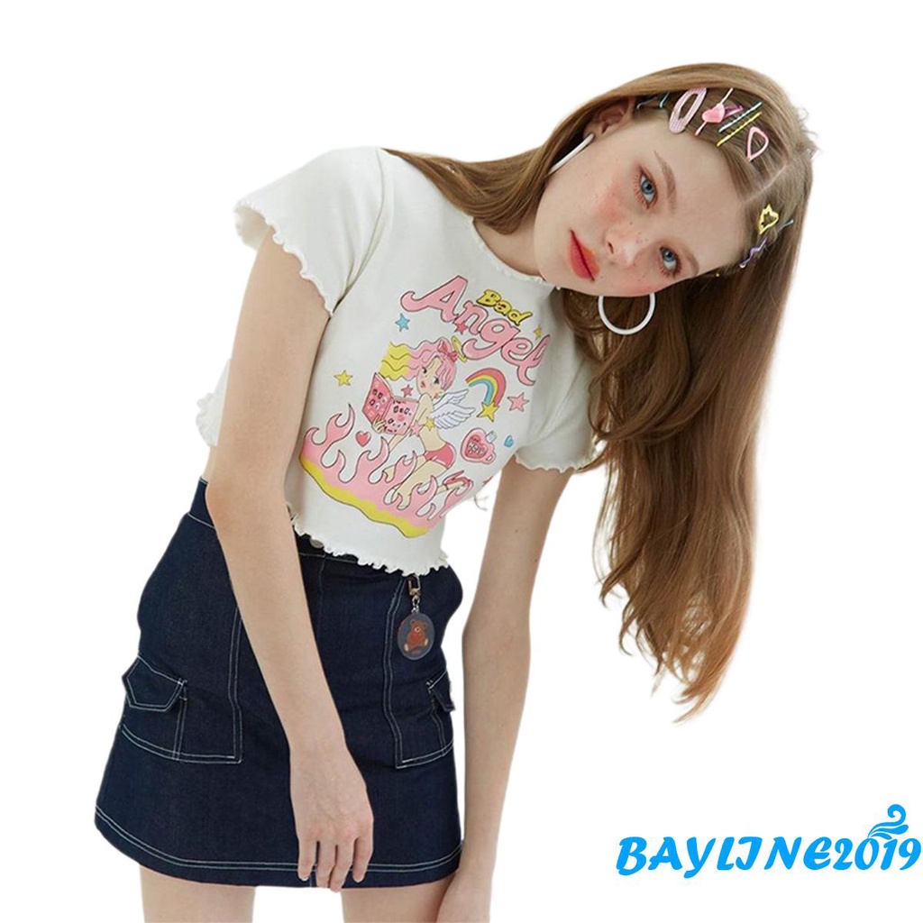 Áo Croptop Ngắn Tay Thời Trang Mùa Hè Cho Nữ