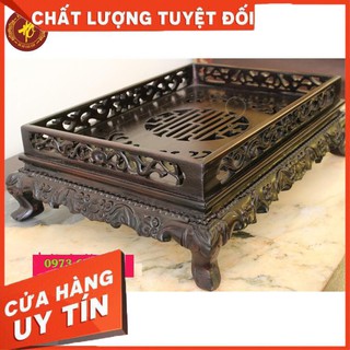 Khay trà rồng chầu gỗ Mun