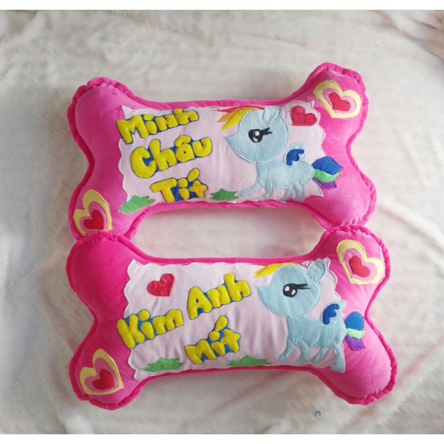 Cặp gối ôm handmade ngựa pony may tên theo yêu cầu