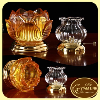 Đèn Dầu Hoa Sen Thủy Tinh 09