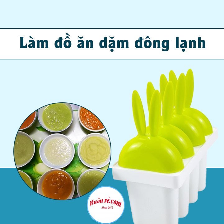 Khuôn làm kem 4 que nhựa Việt Nhật (5618), khuôn kem có nắp tay cầm hình thỏ ngộ nghĩnh cho bé -Buôn rẻ 01400