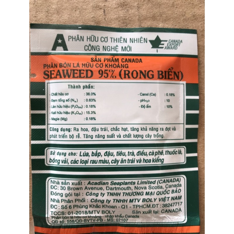 phân bón lá seaweed 95% rong biển bán tương tác lấy 5*