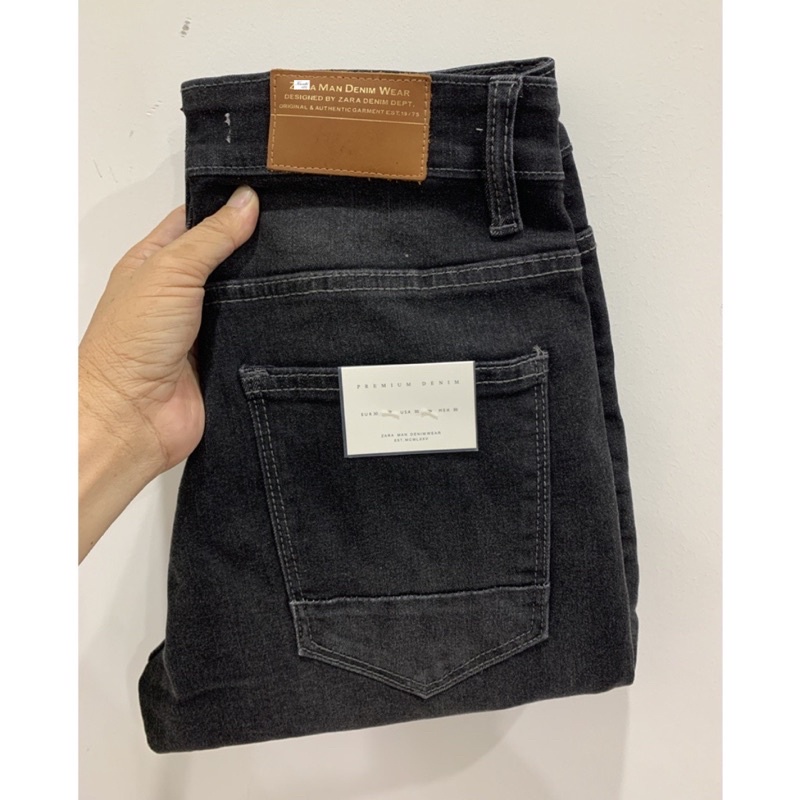 Quần jean nam cao cấp ống ôm côn màu xám khói ZR co giãn skinny