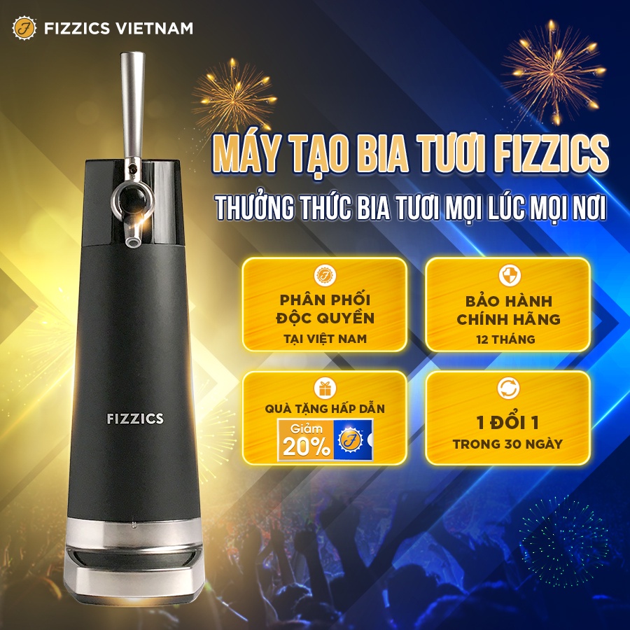 Máy Tạo Bia Tươi FIZZICS - Sản phẩm gây sốt tại Shark tank Mỹ - Mã: Đen (Carbon)