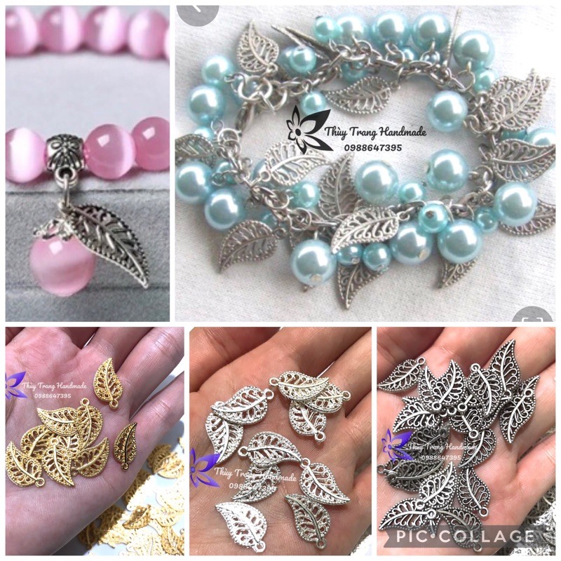 Charm chiếc lá hợp kim trang trí vòng tay, trang sức handmade