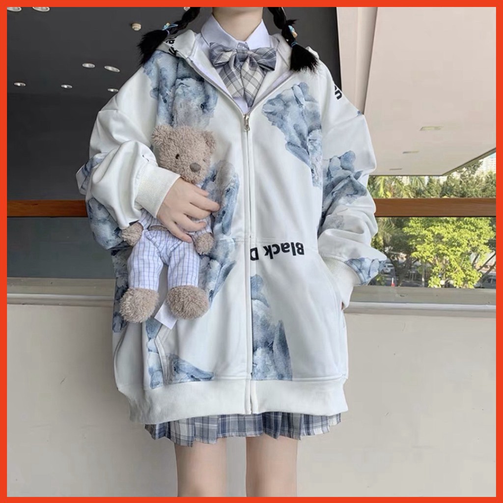 Áo Hoodie in hình thỏ xanh - Áo khoác mỏng in hình chú thỏ xanh