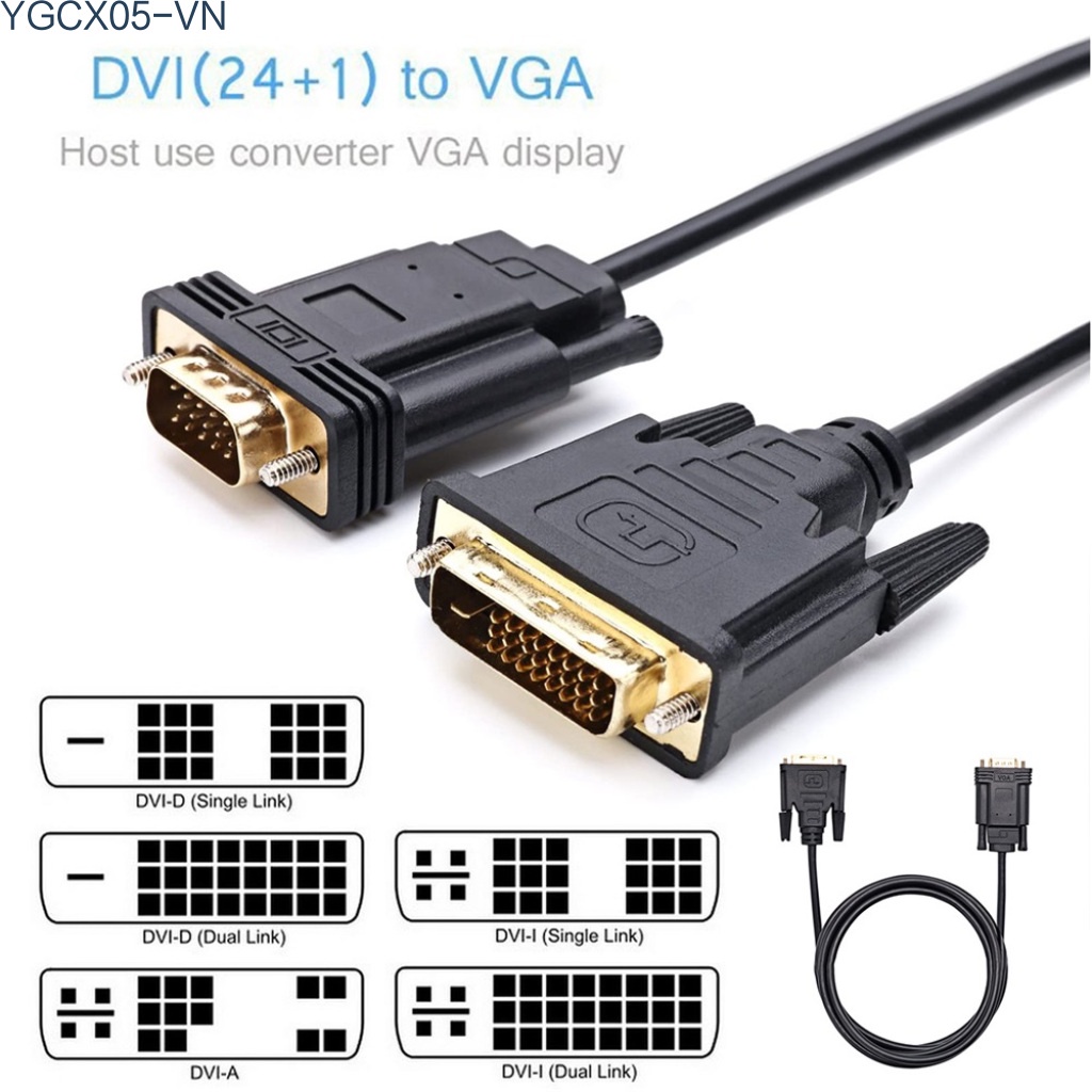 Dây Cáp Chuyển Đổi Dvi Sang Vga 1080p Hd Dvi 24 + 1 Dvi-D Đực Sang Vga Đực Cho Pc Dvd Monitor Hdtv | BigBuy360 - bigbuy360.vn