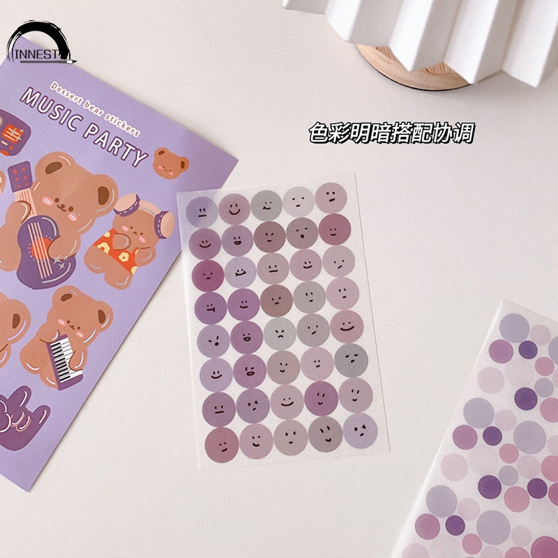 Bộ 6 Miếng Dán Hình Tròn Họa Tiết Hoạt Hình Trang Trí Sổ Tay