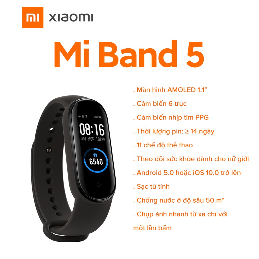 Vòng đeo tay thông minh Xiaomi Mi Band 5 (Global Version) - Chính hãng BH 12 tháng | WebRaoVat - webraovat.net.vn
