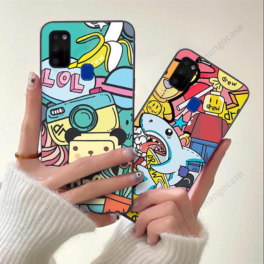 Ốp lưng điện thoại Samsung M21 / M30s drew, kaws, bape cao cấp, vỏ ốp rẻ đẹp