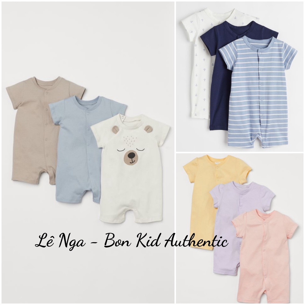 [FORM RỘNG] Set 3 romper HM CHINA/US chính hãng sz từ 2-4m đến 2-3y