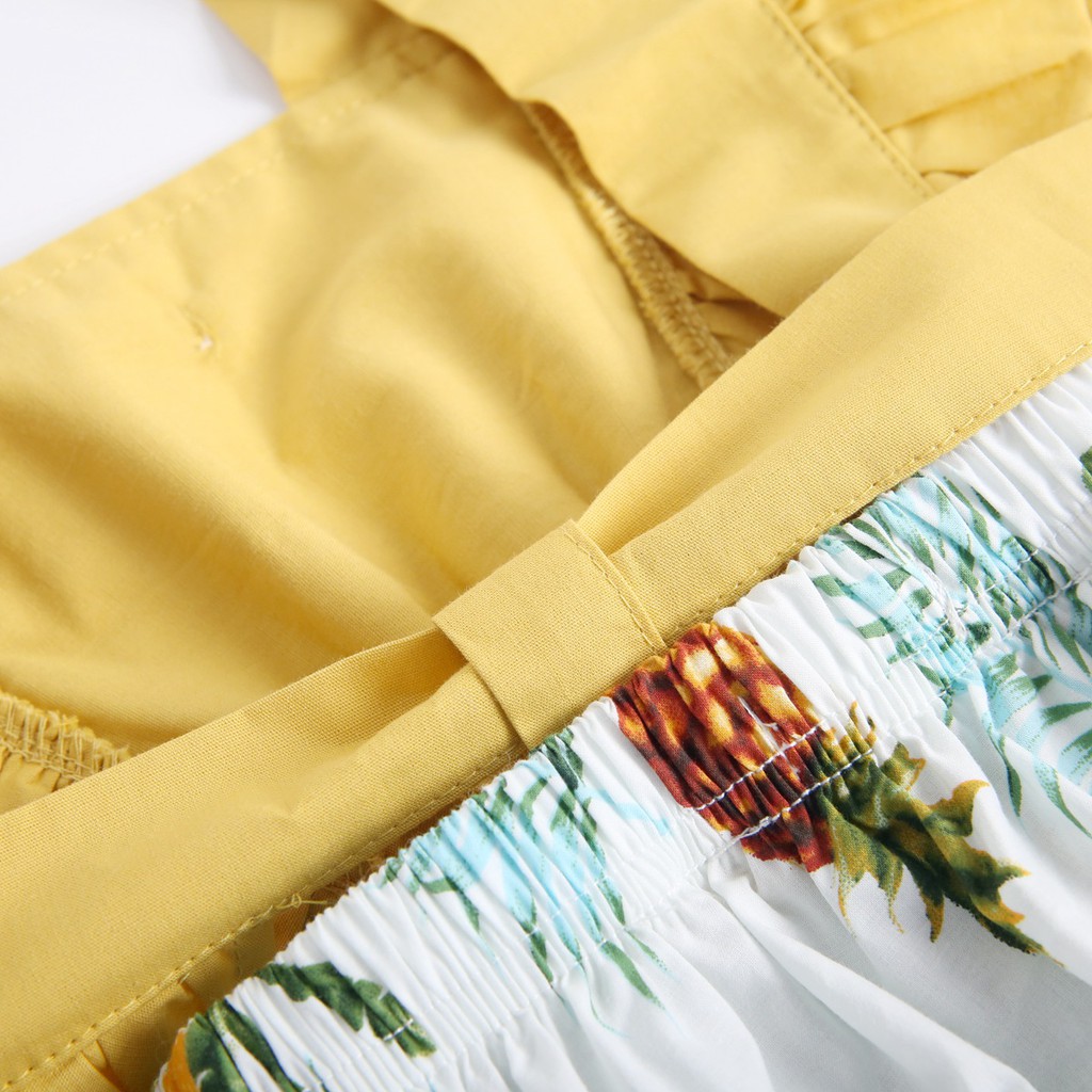 Bộ Áo Liền Quần Sanlutoz Bằng Chất Liệu Cotton Phong Cách Thời Trang Mùa Hè In Họa Tiết Quả Dứa Dành Cho Bé Gái