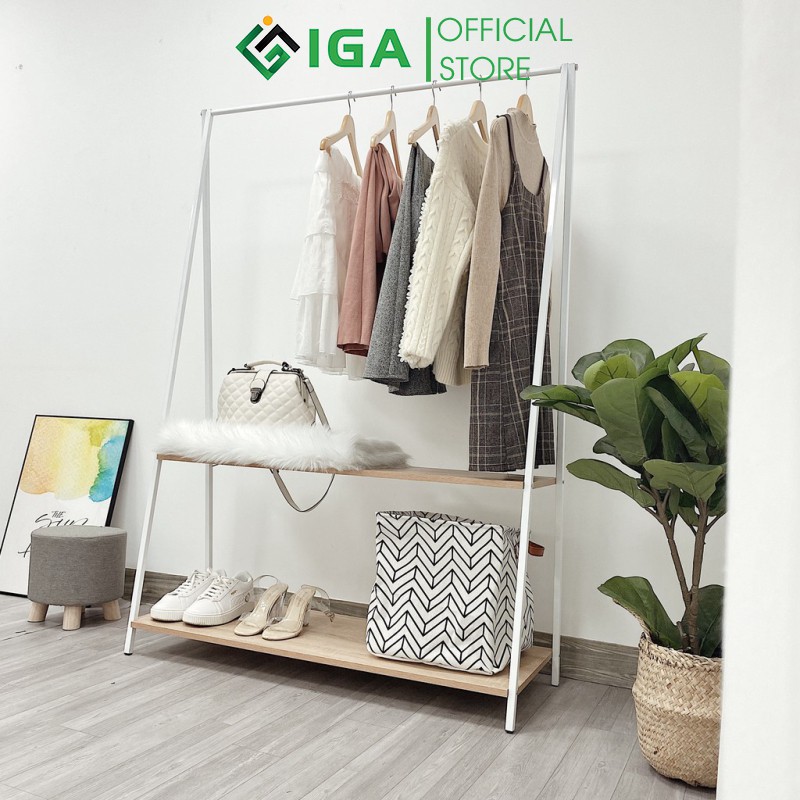 Giá Treo Quần Áo IGA White Rossi 2F Phong Cách Hàn Quốc - GM03