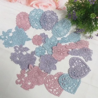 Hình  và hoa thêu chỉ cotton trang trí (set 1  túi/10k)