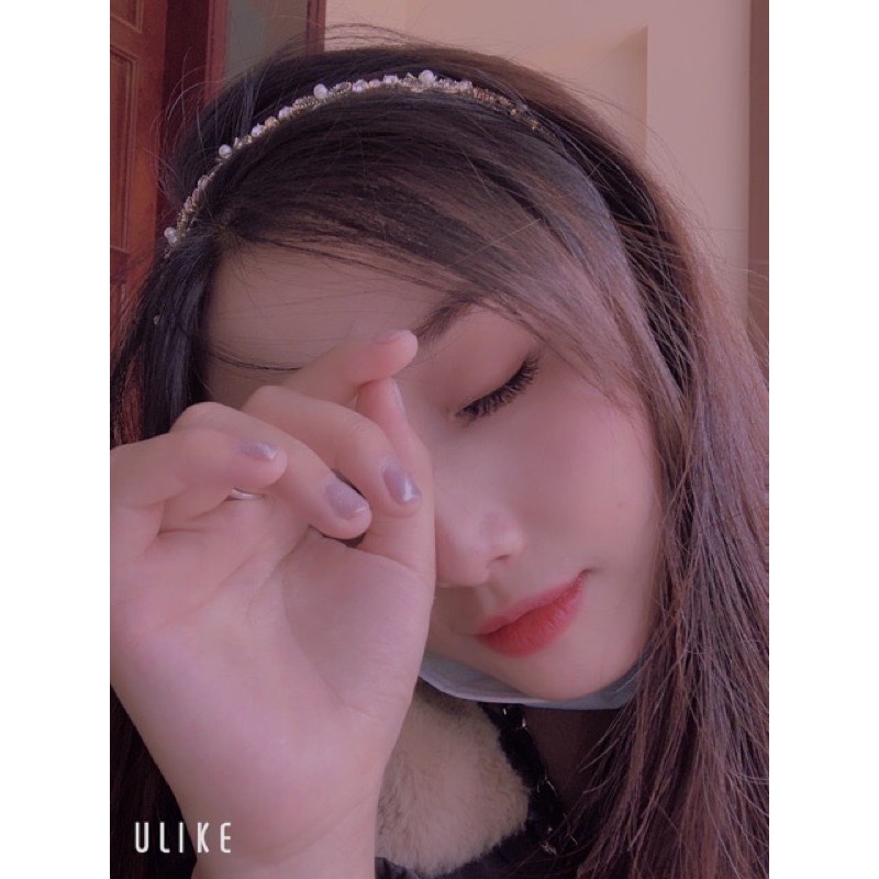 Bờm tóc đính đá hình nơ Hàn Quốc sang chảnh