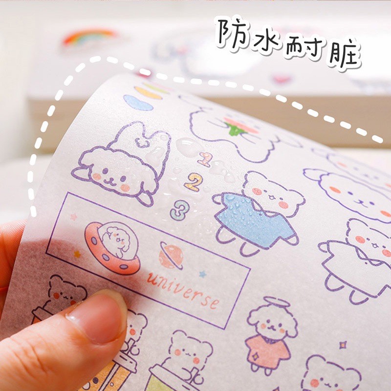 Set 4 tấm sticker hình dán trang trí cute