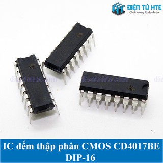 Ic đếm thập phân cd4017be 4017 chân cắm dip-16