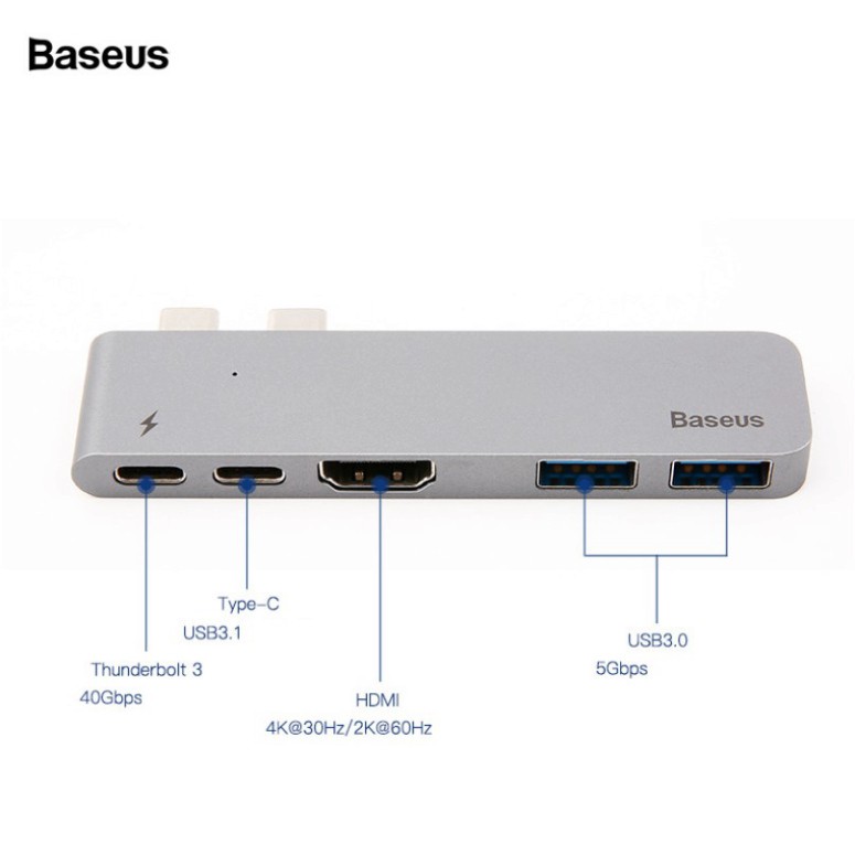 Sản Phẩm Bộ Hub chuyển đổi 5 trong 1 dành cho Macbook Pro nhãn hiệu Baseus CAHUB-B0G