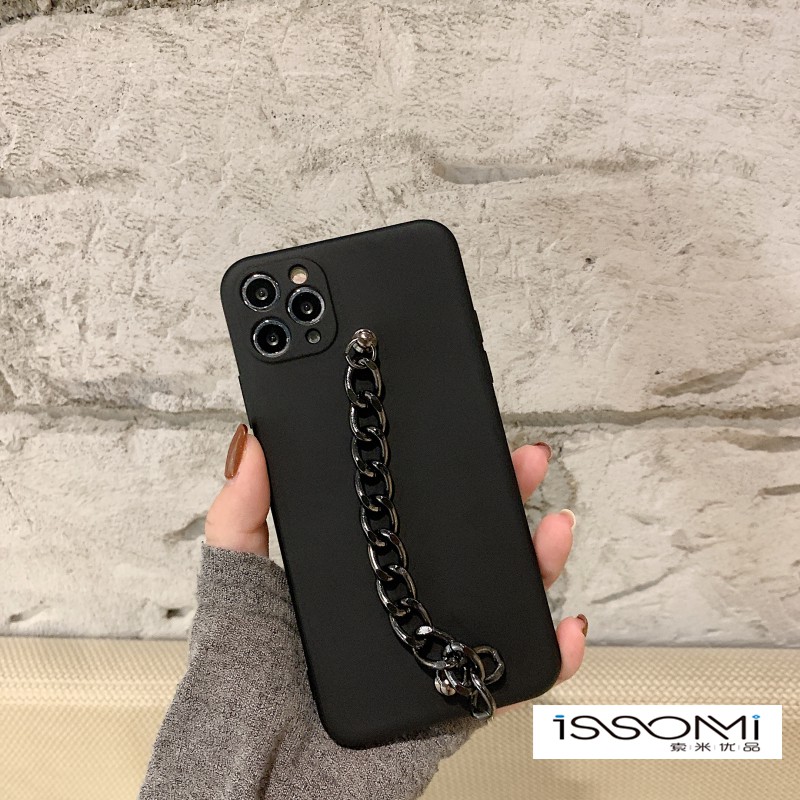 Ốp Điện Thoại Màu Đen Phối Dây Xích Cá Tính Cho Iphone7 12 11pro Max Apple X Xs Xr Mini | BigBuy360 - bigbuy360.vn