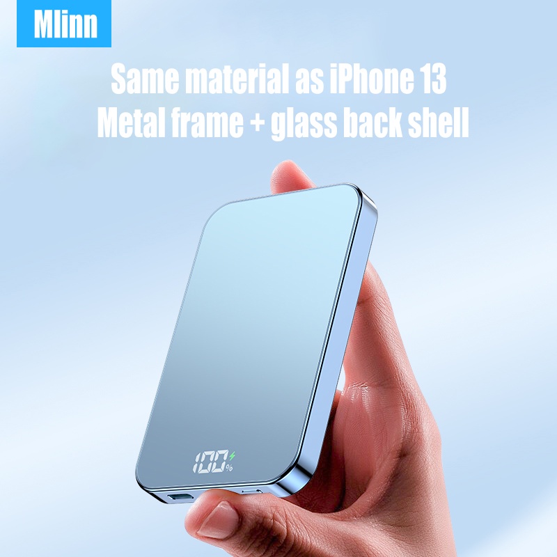 Pin Sạc Dự Phòng Không Dây 10000mAh 12 13 20W Khung Kim Loại Từ Tính Tiện Dụng