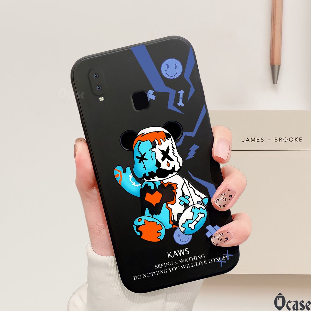 Ốp lưng Vivo Y91 / Y91i / Y93 / Y95 / U1 in hình gấu cạnh viền vuông có bảo vệ camera