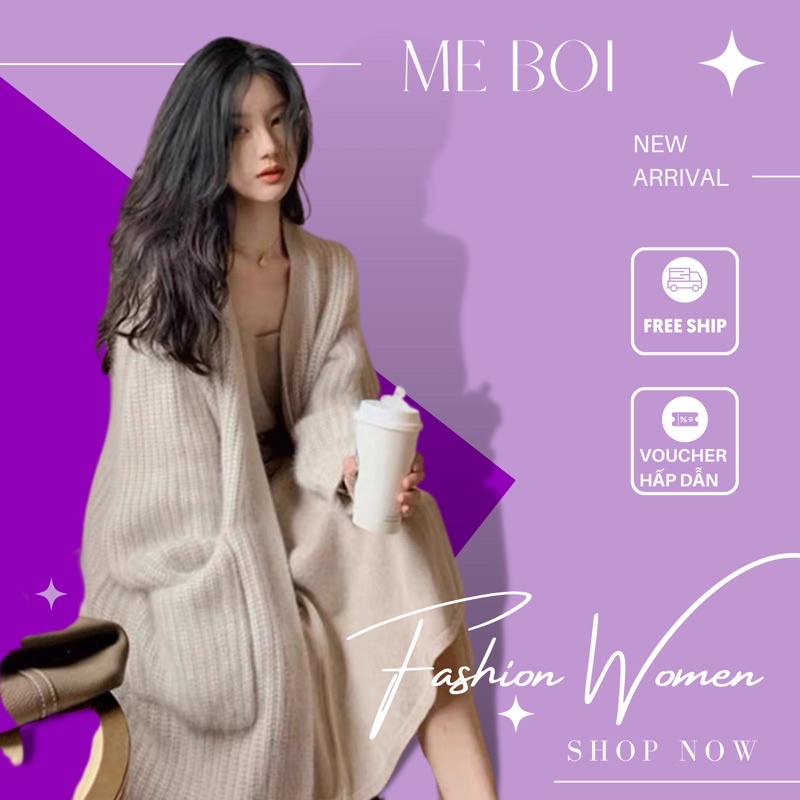 (Mễ Bối_ORDER) Áo khoác len cardigan dáng dài cá tính cho bạn gái