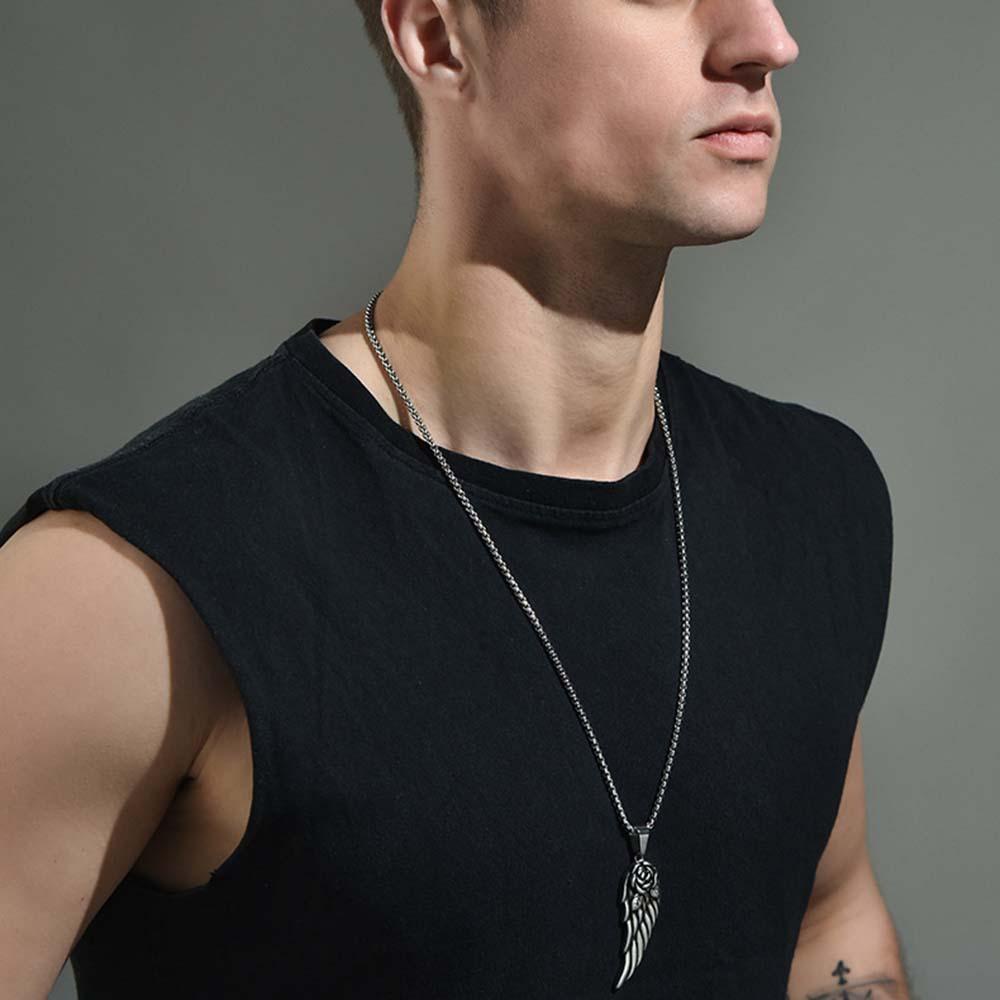 VANES1 Vòng cổ Mặt Đôi Cánh Thiên Thần Phong Cách Âu Mỹ Cổ Điển